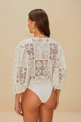 Rosy Eyelet Puff Sleeve Bodysuit