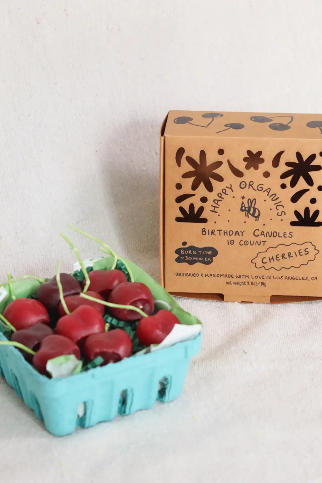 Beeswax Dark Red Cherry Birthday Candles: 10