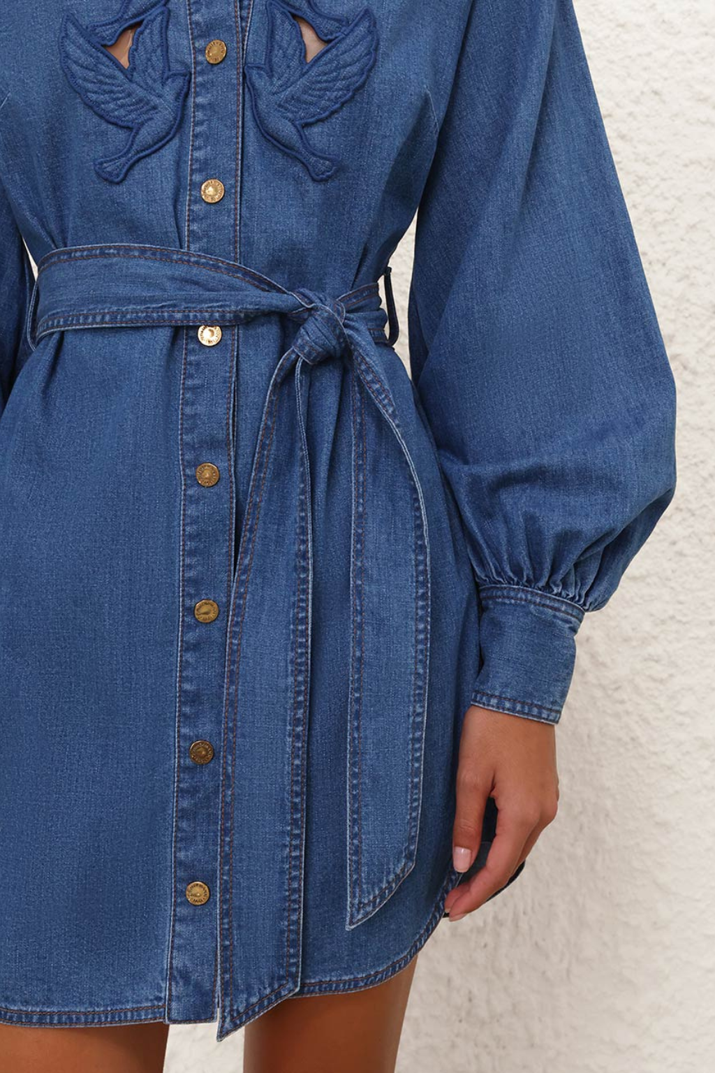 Denim Applique Mini Dress