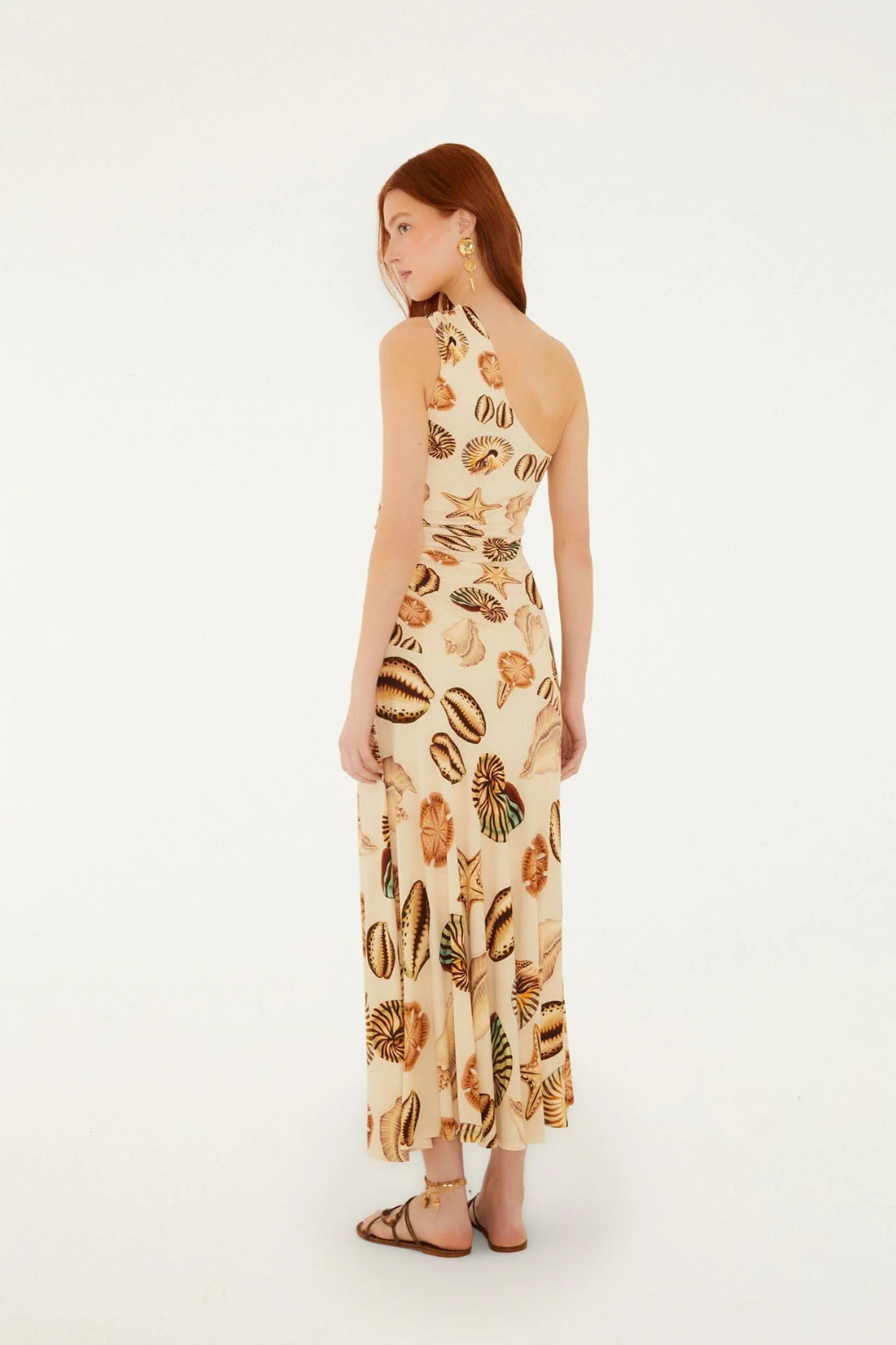 Marine Shells One Shoulder Maxi Dress