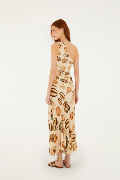 Marine Shells One Shoulder Maxi Dress