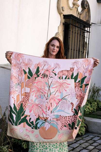 Jungle Gathering Double Sided Silk Scarf