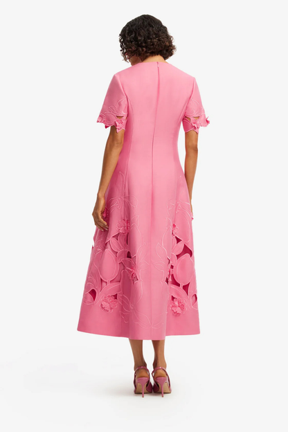 Caroline Applique Short Sleeve Midi Dress