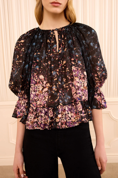 Elise Short Sleeve Silk Blouse