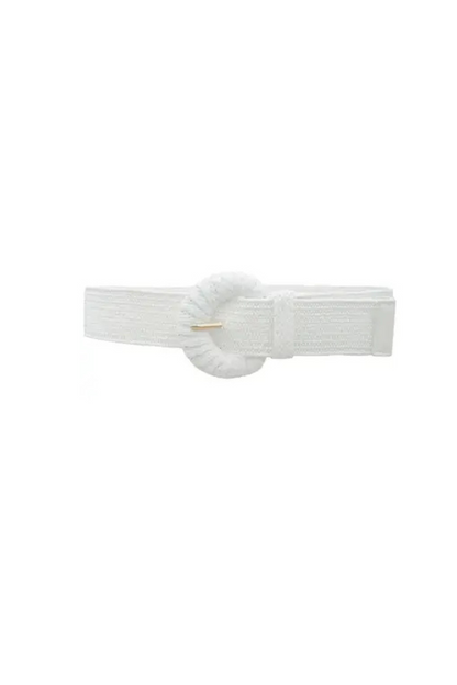 Neutrals Wrapped Halfmoon Buckle Raffia Belt