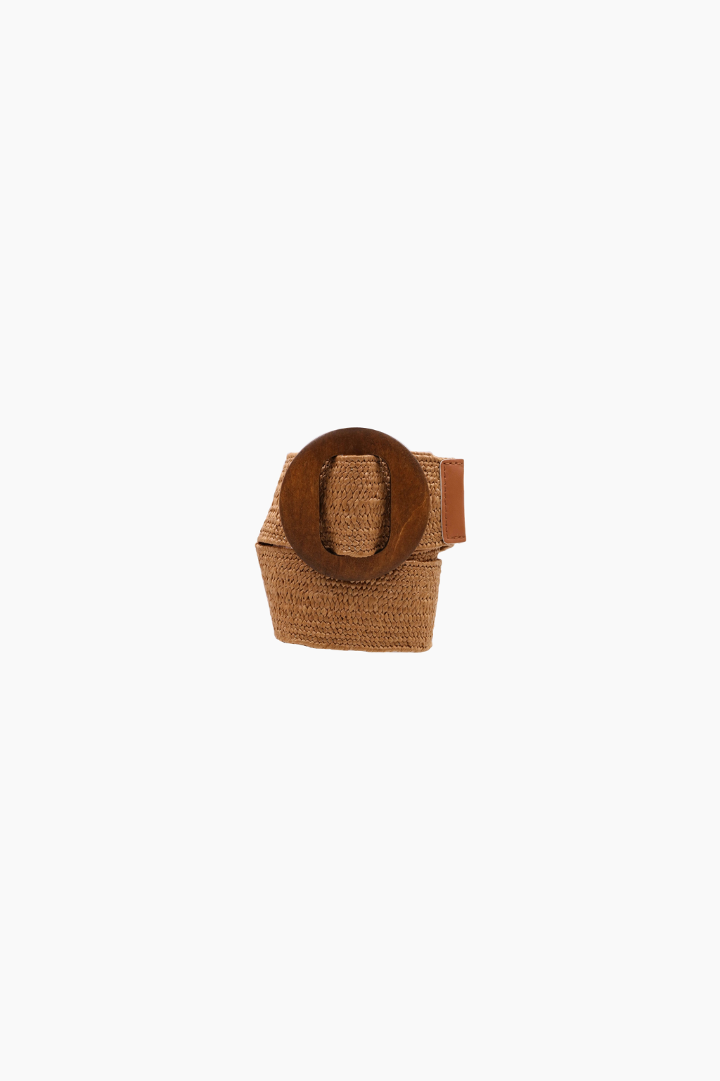 Stretch Raffia Belt with Wood Buckle