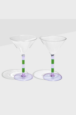 Striped Martini Glass - Set of 2