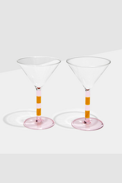 Striped Martini Glass - Set of 2