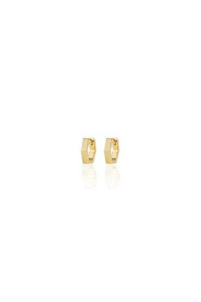 Hexagon Hinged Huggie Hoop Earrings