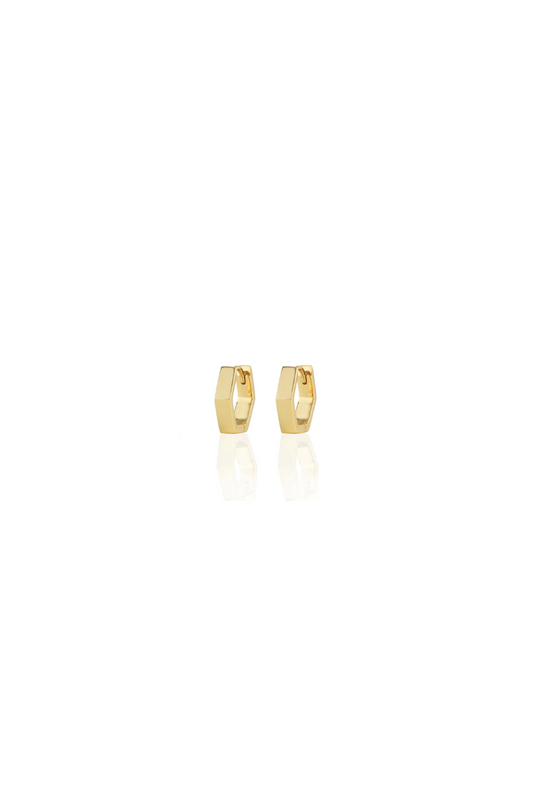 Hexagon Hinged Huggie Hoop Earrings