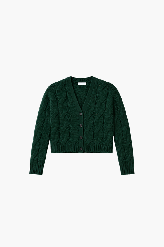 Jolie V-Neck Cropped Cable Cardigan
