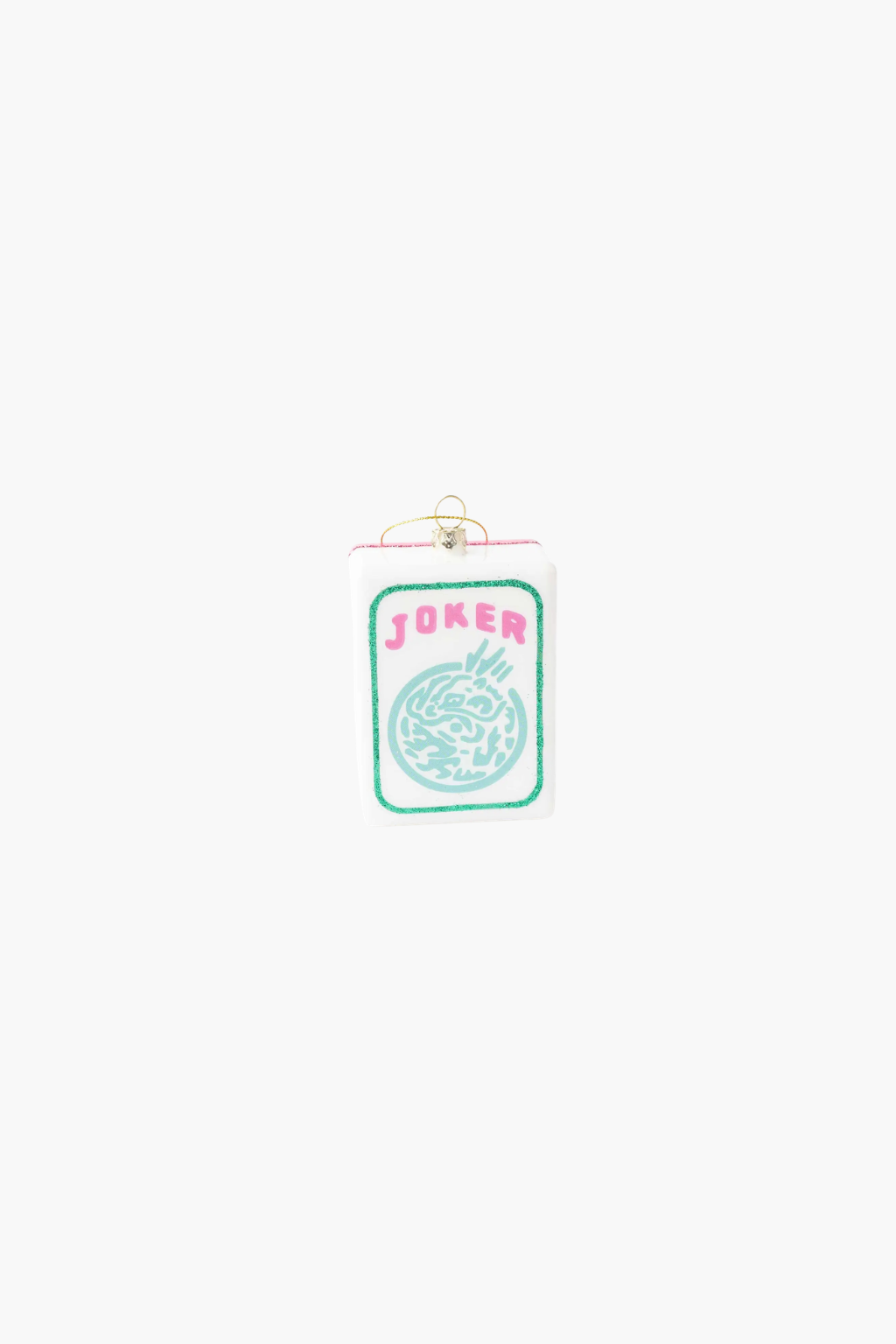 Large Mahjong Joker Tile Glass Christmas Ornament