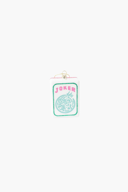 Large Mahjong Joker Tile Glass Christmas Ornament