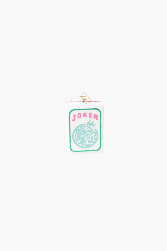 Large Mahjong Joker Tile Glass Christmas Ornament