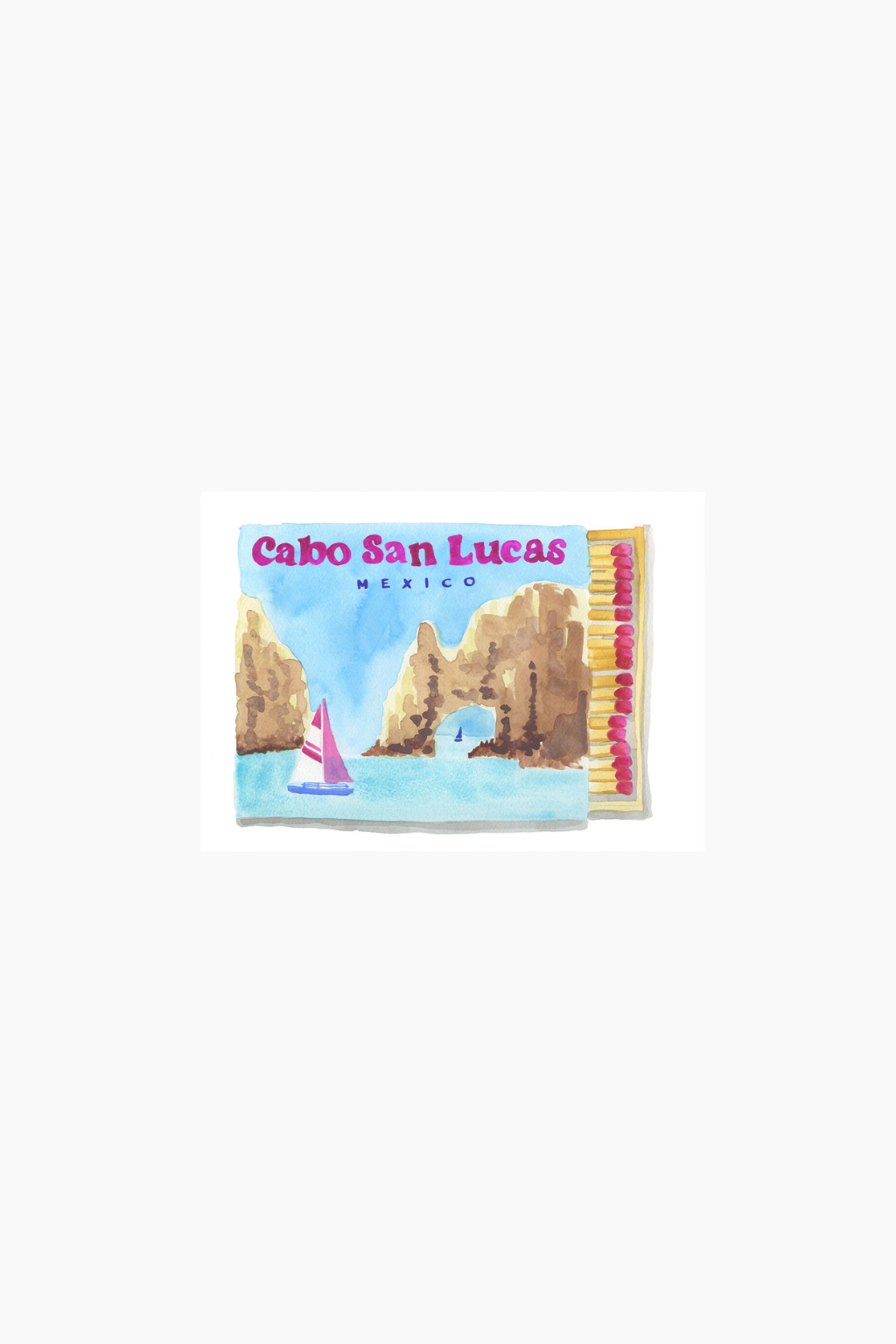 7" x 5" Watercolor Souvenir Matchbook Prints - Cabo San Lucas