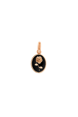 Rose Pendant with Black Resin and Rose Gold